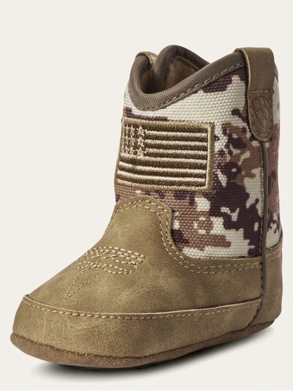 Kids Tan Suede & Camouflage Bootie